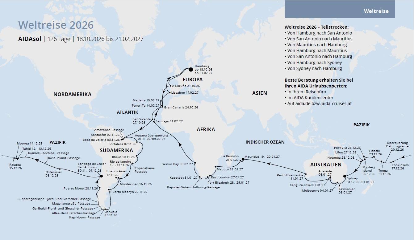 AIDA Weltreise 2026